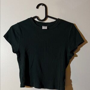 TNA Dark Green Ribbed Crop Top